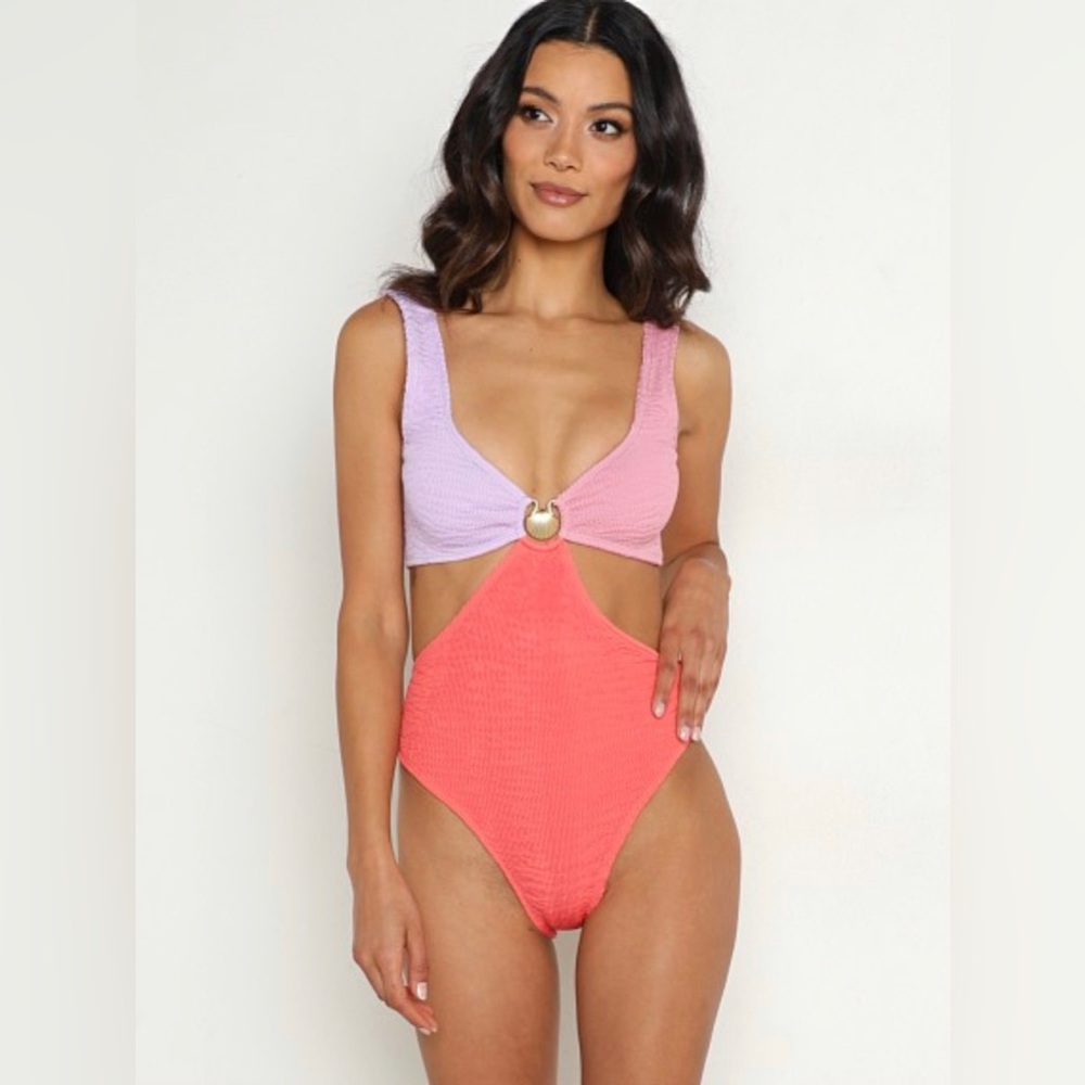 CLEONIE Hamptons Maillot One Piece Coral Blossom Lilac One Size - Picture 1 of 10